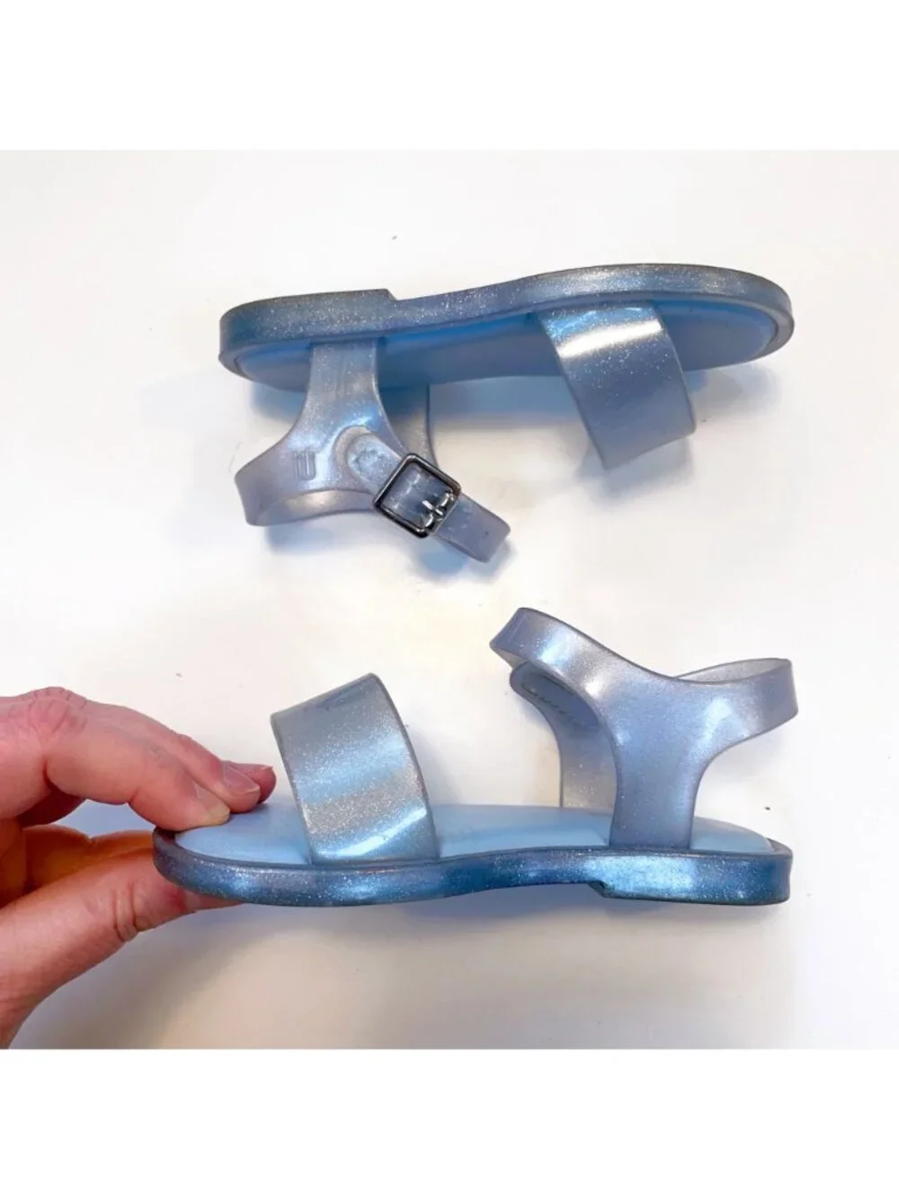 Mini Melissa Mar Sandal in Sparkly Silver, Size 8